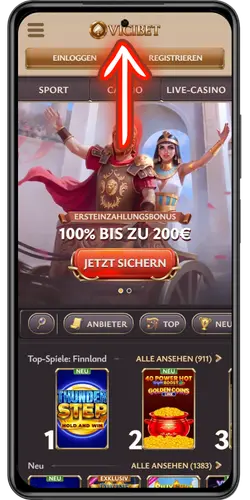 ViciBet Login Start auf der offiziellen Anmeldeseite